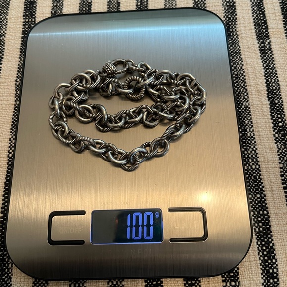 Judith Ripka .925 Silver Textured Rolo Link Barrel Chain Necklace 18.5” 100g - Picture 13 of 14